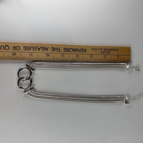 VTG NAPIER Necklace & Bracelet Set Silver Tone Interlocking Circles Snake Chain - Picture 10 of 14